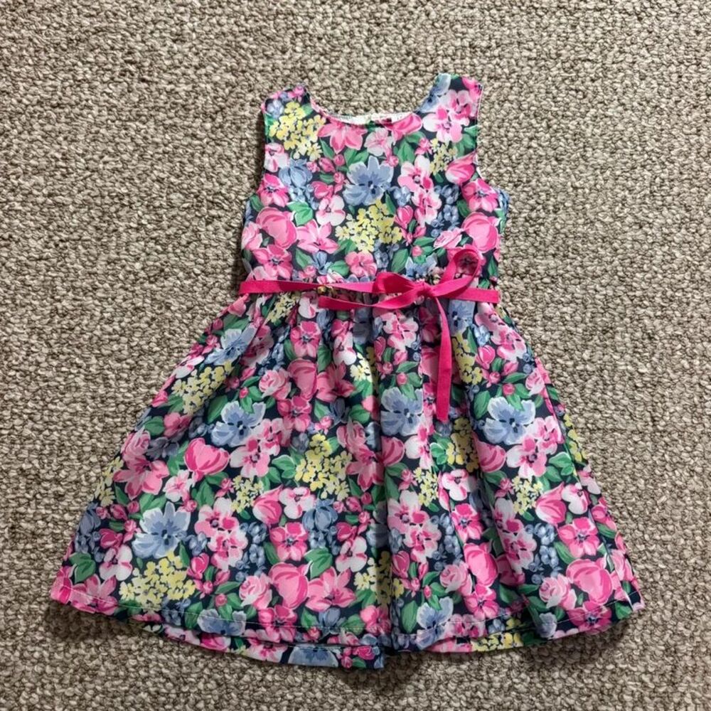 Carter's Baby Girl Floral Sleeveless Dress Pink Ribbon 12 Months